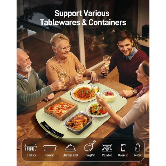 Warming Mat for Food - Electric Warming Tray with‎ 8 Temperature Settings - Picture 7 of 7